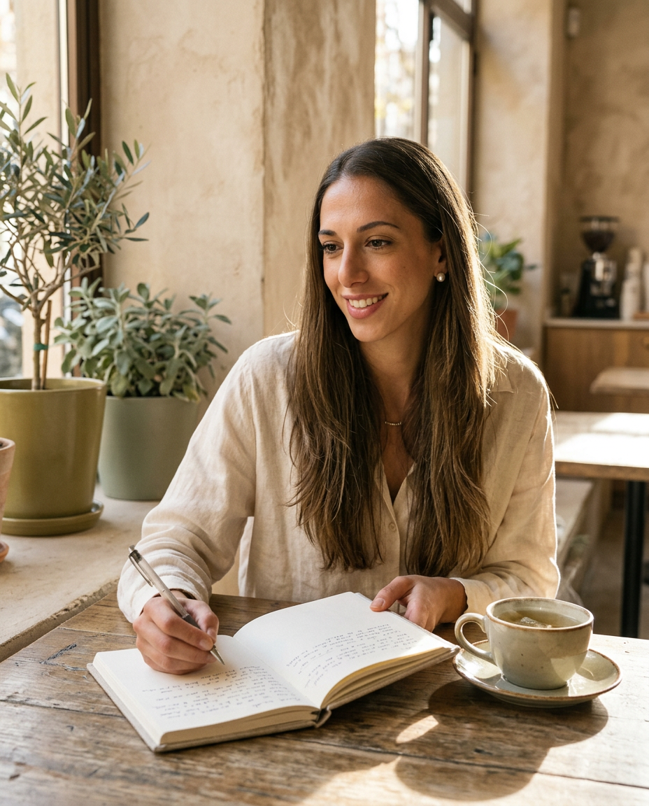 Flor Rubí escribiendo